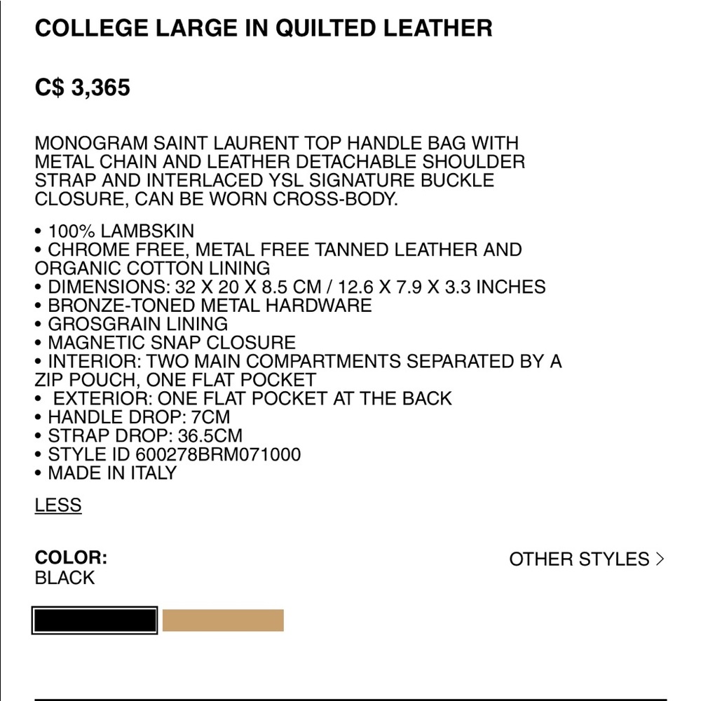 YSL Saint Laurent - Large College Shoulder Bag - Picture 3 of 16